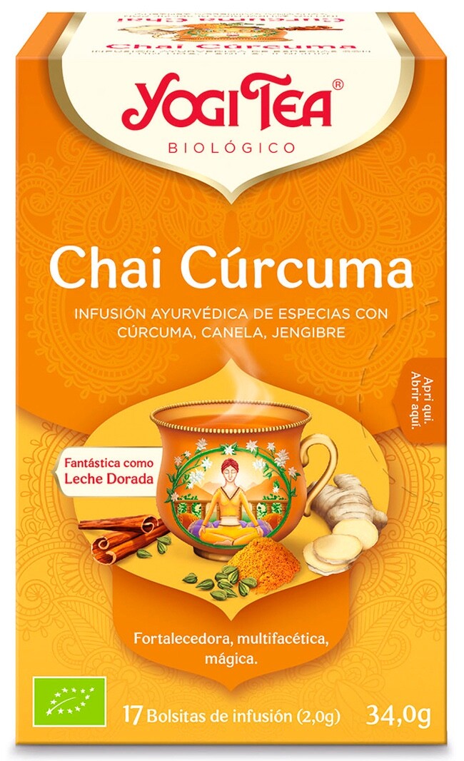Yogi Tea Turmeric Chai Infusión 17 uds–Orgánico,Cúrcuma,Chai Especia,Sin cafeina