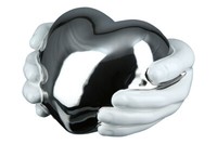 Gilde Skulptur Keramik Herz In HäNden Heart Weiß Silber Liebe Hochzeit 28567