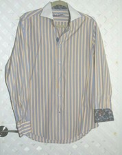 ROBERT GRAHAM Men's Striped long sleeve flip cuff shirt 15.5 / 39