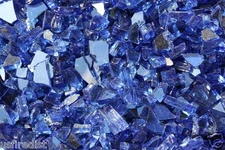 50 LBS - 1/4" FIREGLASS REFLECTIVE COBALT Blue Crushed Glass Fireplace Fire Pit