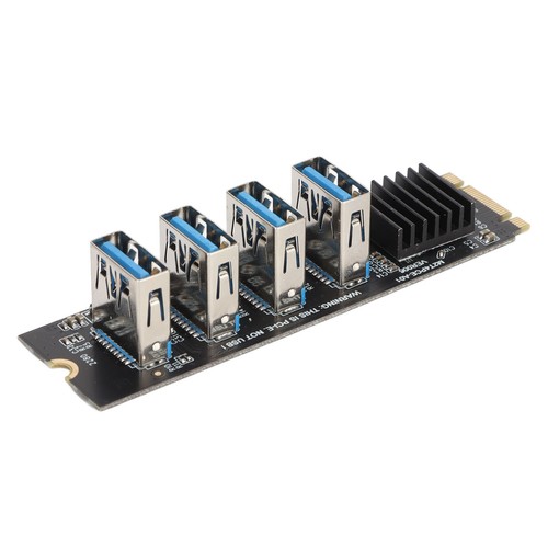 M.2 NVME To PCIE 1X Riser Card M.2 NVME To 4 Ports PCIE 1X USB 3.0 Heat Diss Fit - Picture 3 of 22