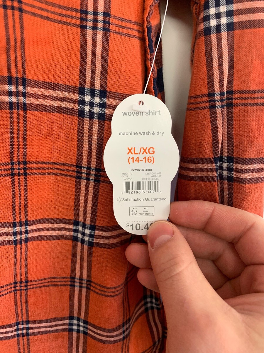 Wondernation Boys XL/XG (14-16) Orange Plaid | eBay