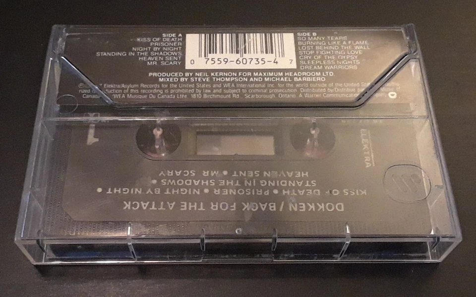 Dokken: Back For The Attack 1987 Elektra/Asylum OG Canadian Import Cassette VG+ - Image 2 of 4
