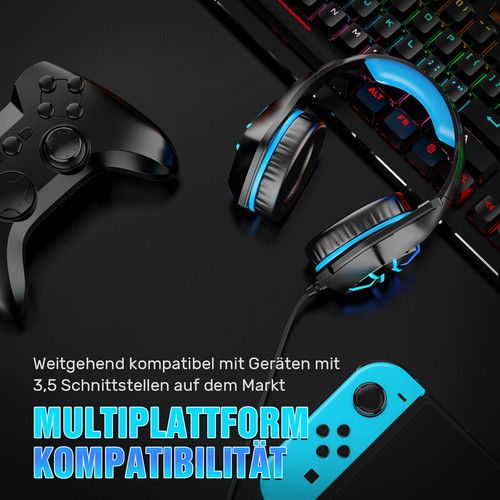 Gaming Headset Gaming Kopfhörer mit Mikrofon HD Stereo LED für PS4 PC Xbox One - Bild 7 von 11