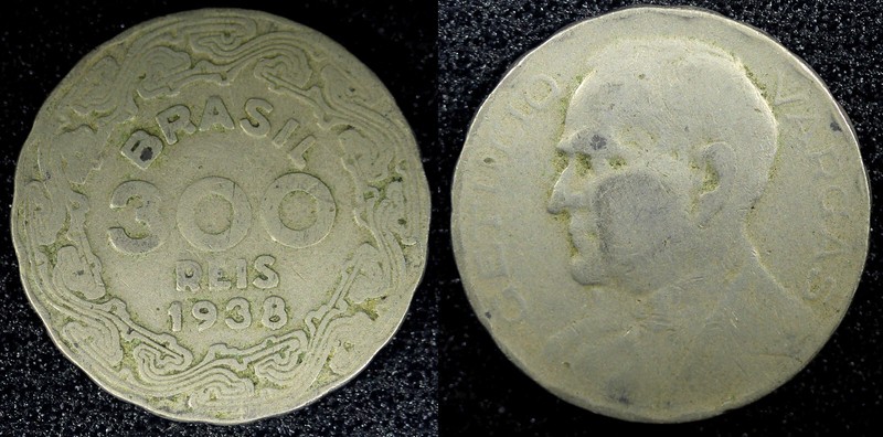 BRAZIL Copper-Nickel 1938 300 Reis Getúlio Dornelles Vargas KM# 546 (23 056)