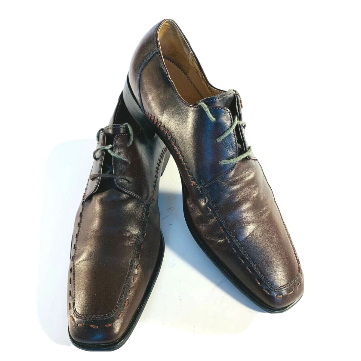 Bachrach Mens Leather Lace Up Oxford Dress Shoes Dark Brown  display picture 2
