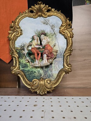 Vintage 3D Empire Figurkunst, Barock Wandrahmen, Floraträger, Italien