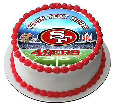 San Francisco 49ers B Edible Birthday Cake Topper OR Cupcake Topper, Decor
