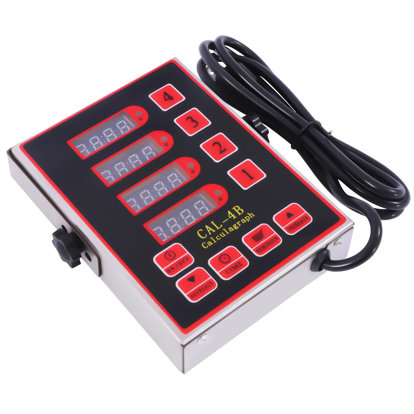 Commercial 4 Channels Kitchen Timers Restaurant Timer Loud Red Stainless Steel