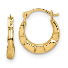 Madi K Kid's Earrings 14k Yellow Gold Solid Hoop and Hinged Closure