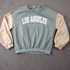 Shein Sweatshirt Women's 11/12 Green Tan Comfort Los Angeles California