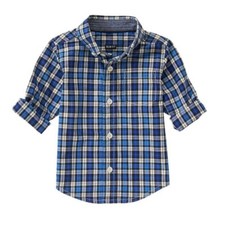 Gymboree Best In Blue Plaid Button Down Top New NWT Boys Small 5 6 white buttons