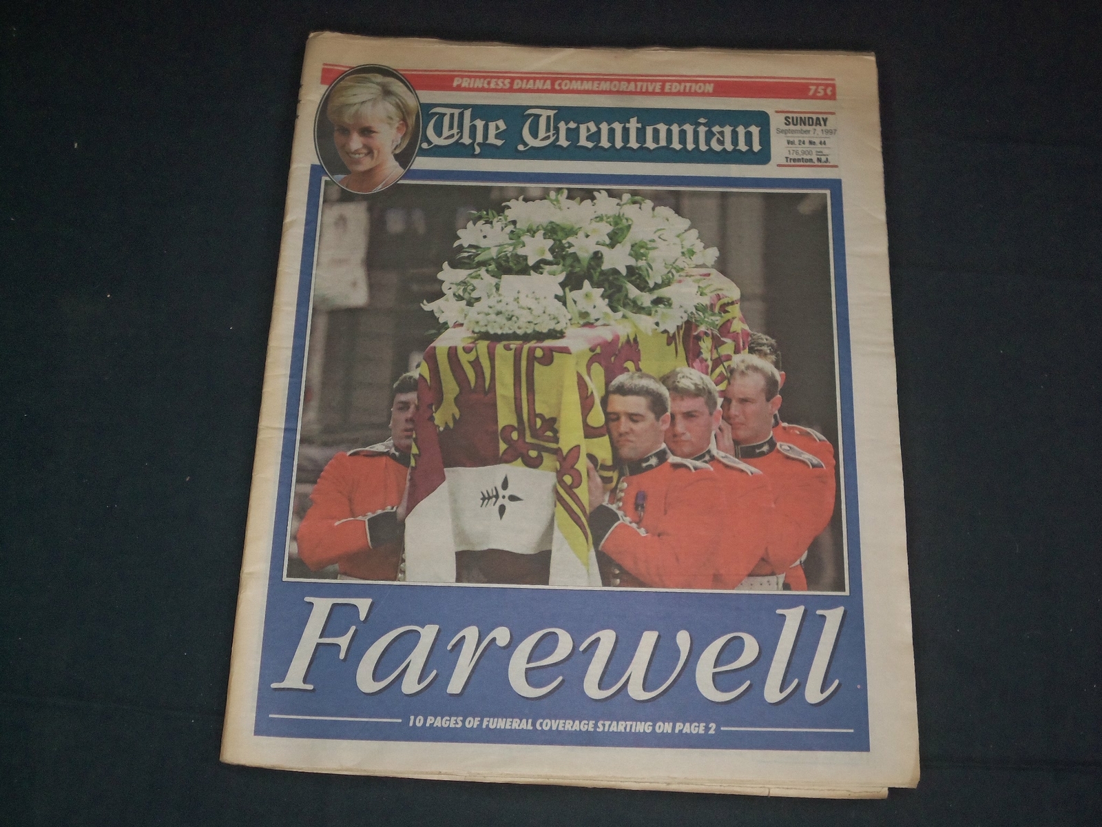 1997 SEPTEMBER 7 THE TRENTONIAN NEWSPAPER PRINCESS DIANA FAREWELL