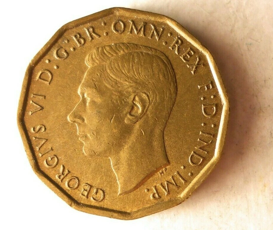 1943 GREAT BRITAIN 3 PENCE - AU - High Quality Example - FREE SHIP - 3 Pence Bin Foto 2 de 2