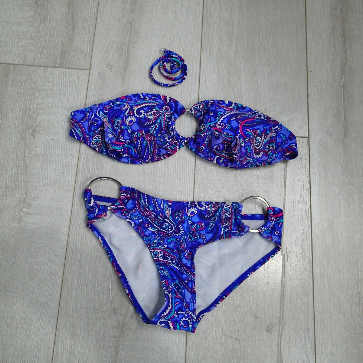 KIRRA BLUE PAISLEY 2 PC.BIKINI SWIMSUIT SWIM SUIT xs ring hole | eBay