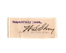 William Lafayette Strong Signed Clip / Autographed Mayor of New York 1895-97