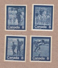 SWIMMING, JOGGING, CYCLING, HIKING Canada 1974 #629-632 MNH Set of 4