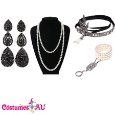 4PCS 1920s Black Gatsby Flapper Costume Accessories Set Ladies 20s Roaring