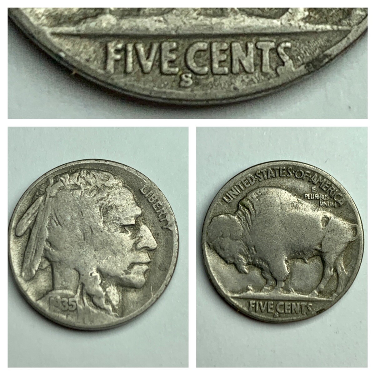 1935-S Buffalo Nickel Five Cents 5c Indian Head Nickel Bison KM# 134