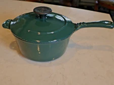 Hunter Green Very Nice  "Range Kleen" Cast Iron Enamel Coated Pot with LID