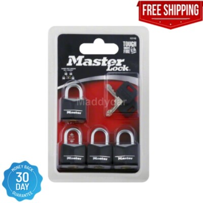 Padlock With Key 121Q Covered Solid Body 3/4in 19mm Wide 4Pack NEW-USA