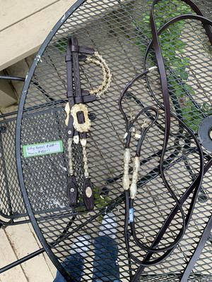 Billy Royal Dark Leather One Ear Western Headstall and Reins