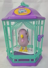 Little Live Pets Interactive Parakeet w/ Cage Purple Teal Pink