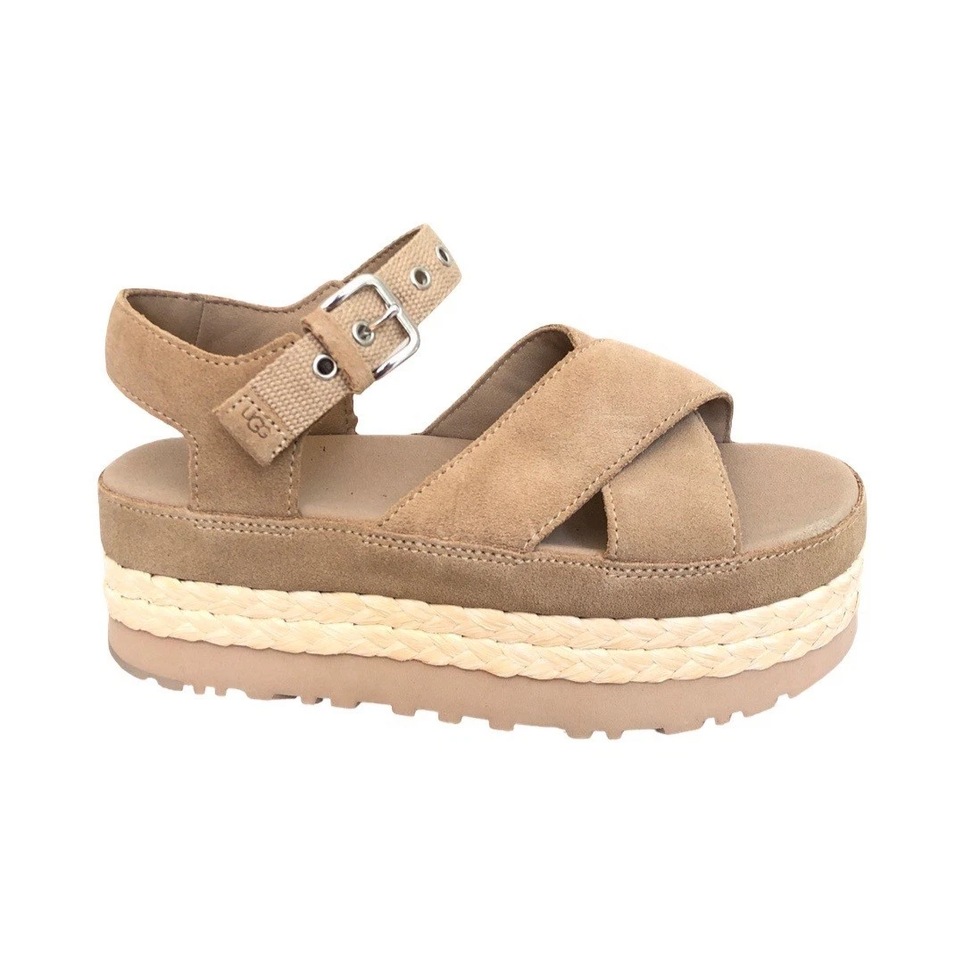 UGG Sandali donna Aubrey alla caviglia scamosciati plateau sabbia espadrillas 1152711