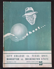 1947 BASKETBALL PROGRAM TEXAS LONGHORNS, CCNY, WASHINGTON STATE,  SLATER MARTIN
