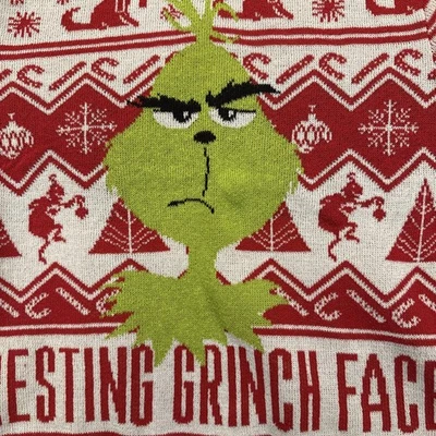 Resting Grinch Face Crewneck Sweater Large Gently worn 55% cotton / 45% poly - Image 1 of 4