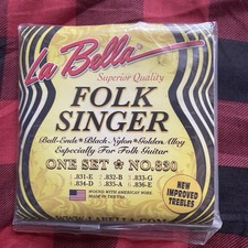 La Bella NO.830 Folk Guitar Strings Black Nylon, Golden Alloy, Ball Ends