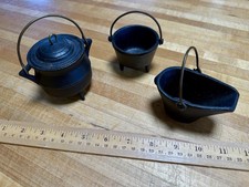 Antique Miniature Cast Iron Pots, Lot Of 3