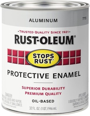 Rust-Oleum 7715502 Stops Rust Brush 32 Fl Oz (Pack of 1), Metallic Aluminum 