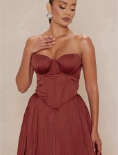 Fashion Nova Luxe Mauve Pink Bella Strapless Bandage Maxi Gown Bolero Set Sz XL