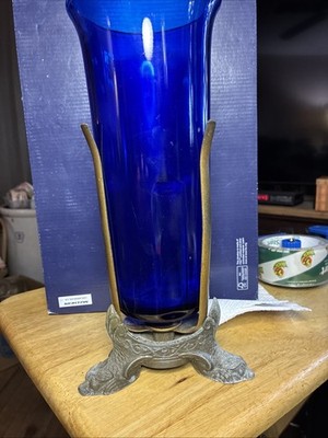 Cobalt Glass,Metal Candle Holder,A Cross Candle Co Baltimore Md