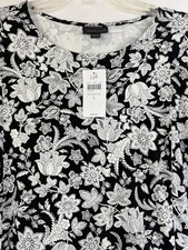 J Jill Wearever Collection Dress Large Black Paisley Long Sleeve Knit New NWT