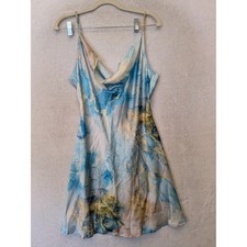 SHEIN Slip Dress Women's Large Blue Marble Cowl Neck Sleeveless Mini