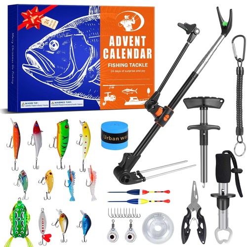 IZoeL Fishing Advent Calendar For Men Teen Boys Adult Advent Calendar 2025 Men Christmas Mens Gifts For Dad Brother Uncle Christmas Fishing Gifts For Fishing Lovers With 24 Fishing Gear 2
