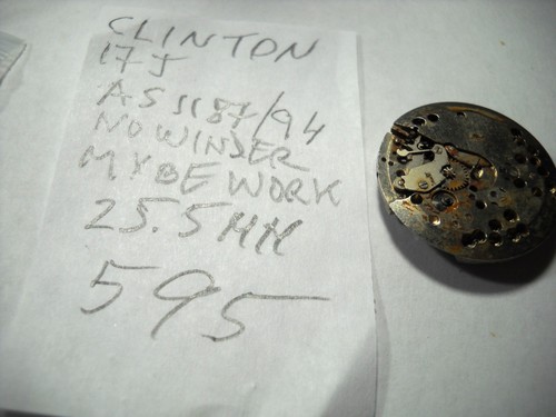 595L Vintage Clinton Uhrwerk 17 Jewels AS 1187/94 Herren
