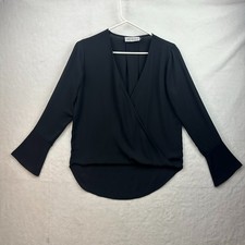 Veronica M Women Crossover Draping Top Size XS Black Long Sleeve Style# TF-1153