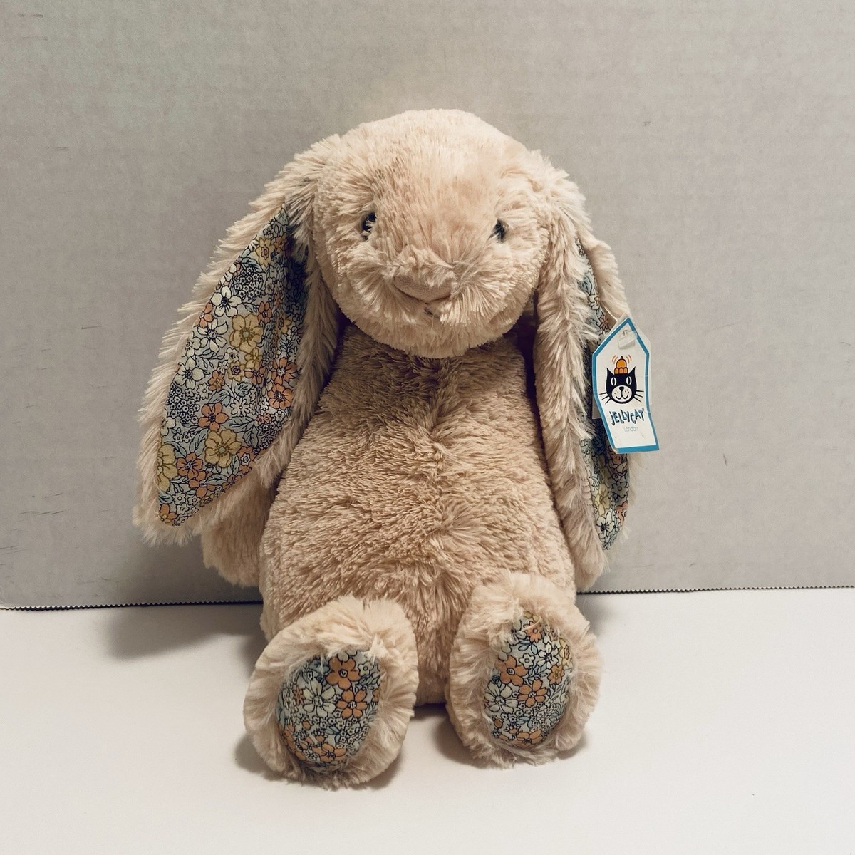 Jellycat London medium Blossom Bunny Plush floral pattern ears