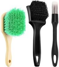 Wheel Rim Tire  Carpet Cleaning Brush Set, Soft  Stiff Bristle Wash Green