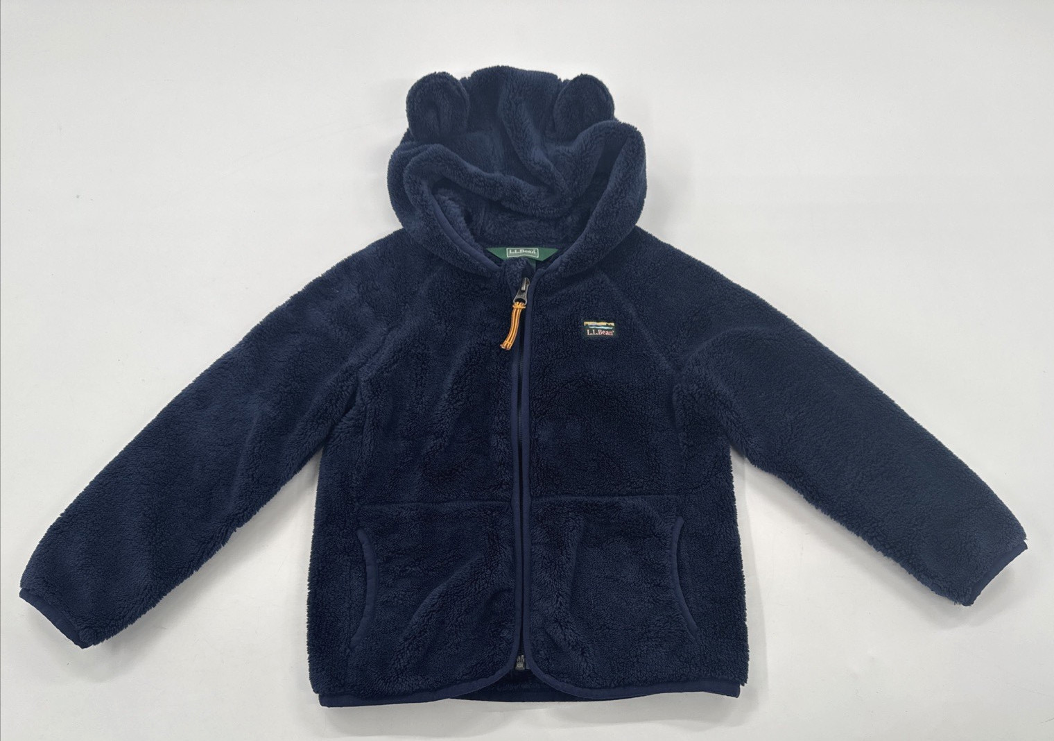 LL Bean Fleece Jacket with Ears Boys 4T Blue Teddy Bear Zip Hi-Pile thumbnail 12
