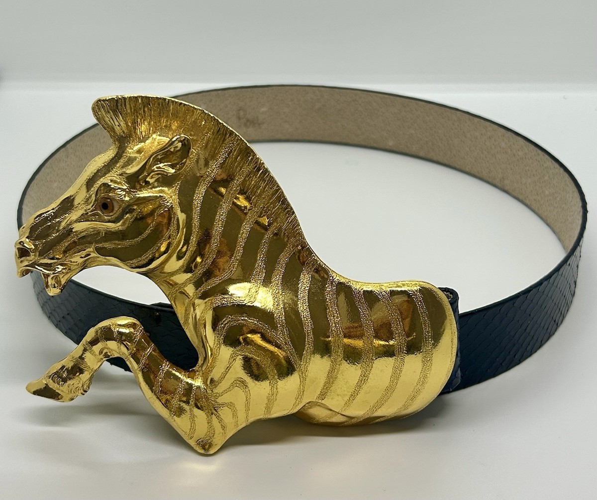 Christopher Ross Vintage Zebra Signed 24K Gold Plated Navy  display picture 1