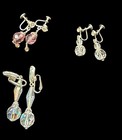 Vintage Aurora Borealis crystals Dangle Screw Back Earring and Bracelet Lot — photo 5