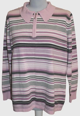 Collection L Damen Feinstrickpullover Gr. 46 gestreift Kragen Reißverschluss - Bild 1 von 4