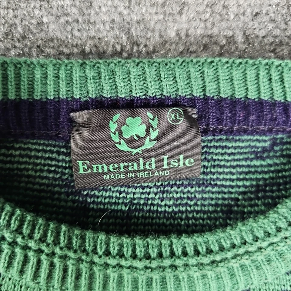 Suéter Isla Esmeralda Para Hombres XL Trébol Celta Azul Marino Hecho en Irlanda AOP Irlandés Foto 3 de 4