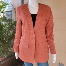 Vintage 1970s Anne Klein Blazer Jacket Union Made Orange Salmon Women Size 6