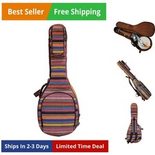 Design 0.65" 16mm Thick Padded Country Style 5-string Banjo Case, Banjo Gig B...
