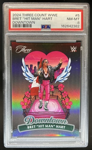 2024 Panini Three Count WWE Bret "Hit Man" Hart Downtown SSP #5 PSA 8